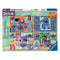 Ravensburger Disney Stitch puzzle pack box featuring four 100-piece puzzles, showing designs of Lilo, Stitch, and Angel with bright colors, tropical accents, and age recommendation for 5+.