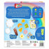 Skillmatics Rainbow Diner package back showing playset contents like 30+ magnetic foods, 4 plates, play money, and menu card with rainbow-themed graphics and learning skill highlights.