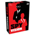 Front packaging of Goliath’s Spy Vision board game featuring bold red and black silhouettes of secret agents wearing suits and sunglasses, designed for 2–4 players ages 8 and up.