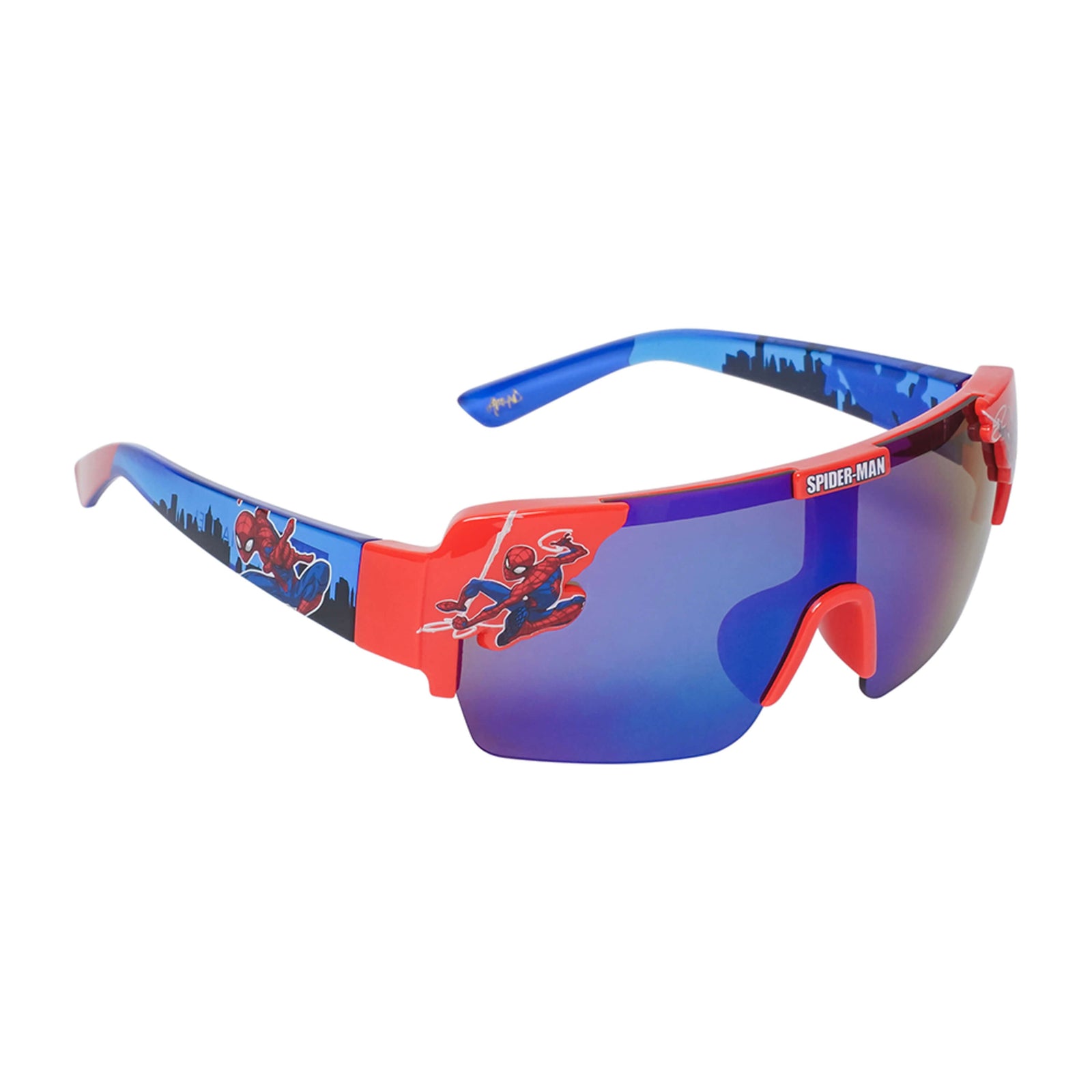 Sun-Staches Kids Arkaid Marvel Spider-man Blue Large Lens Sports Wrap Sunglasses