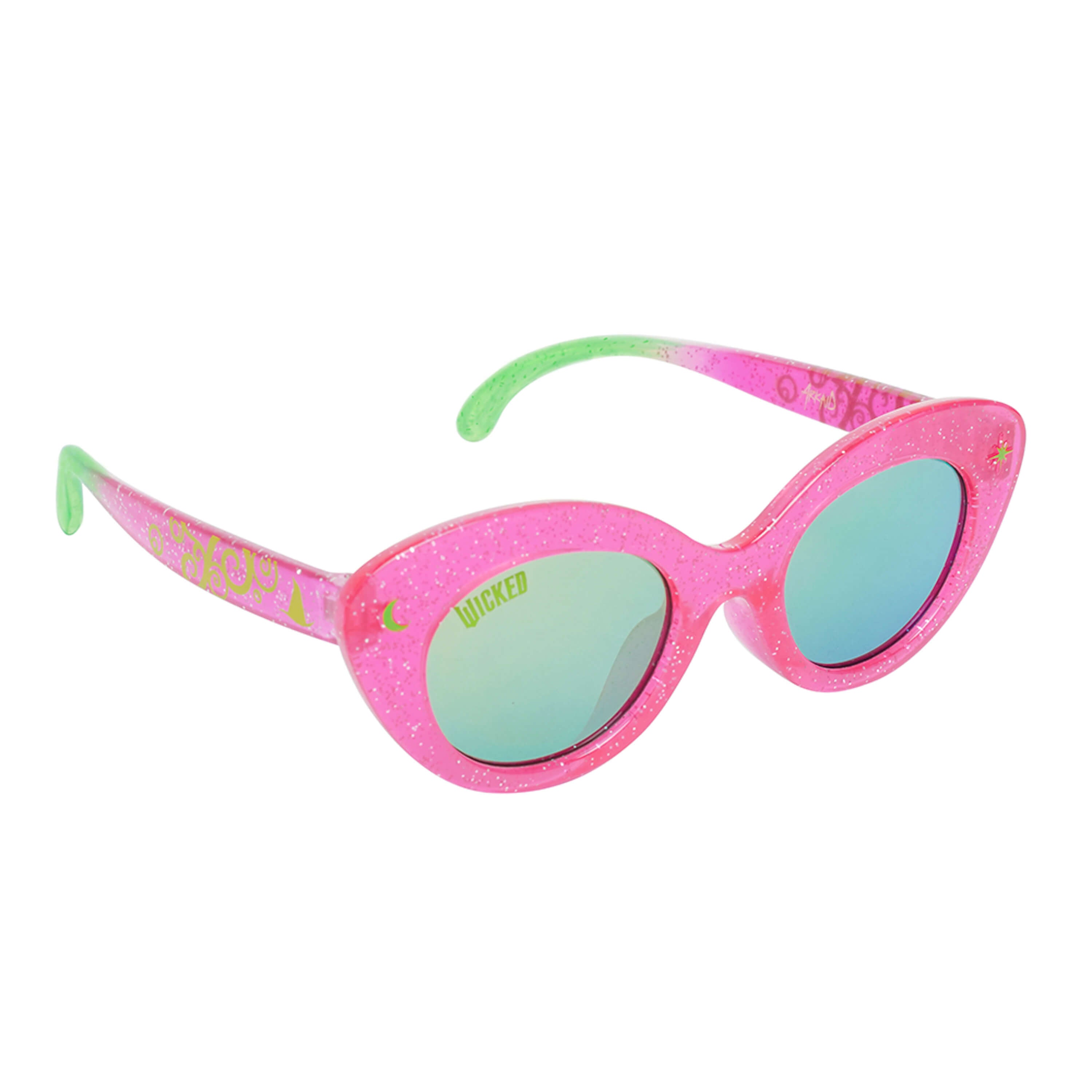 Sun-Staches Kids Arkaid Wicked Pink and Green Glitter Cateye Sunglasses