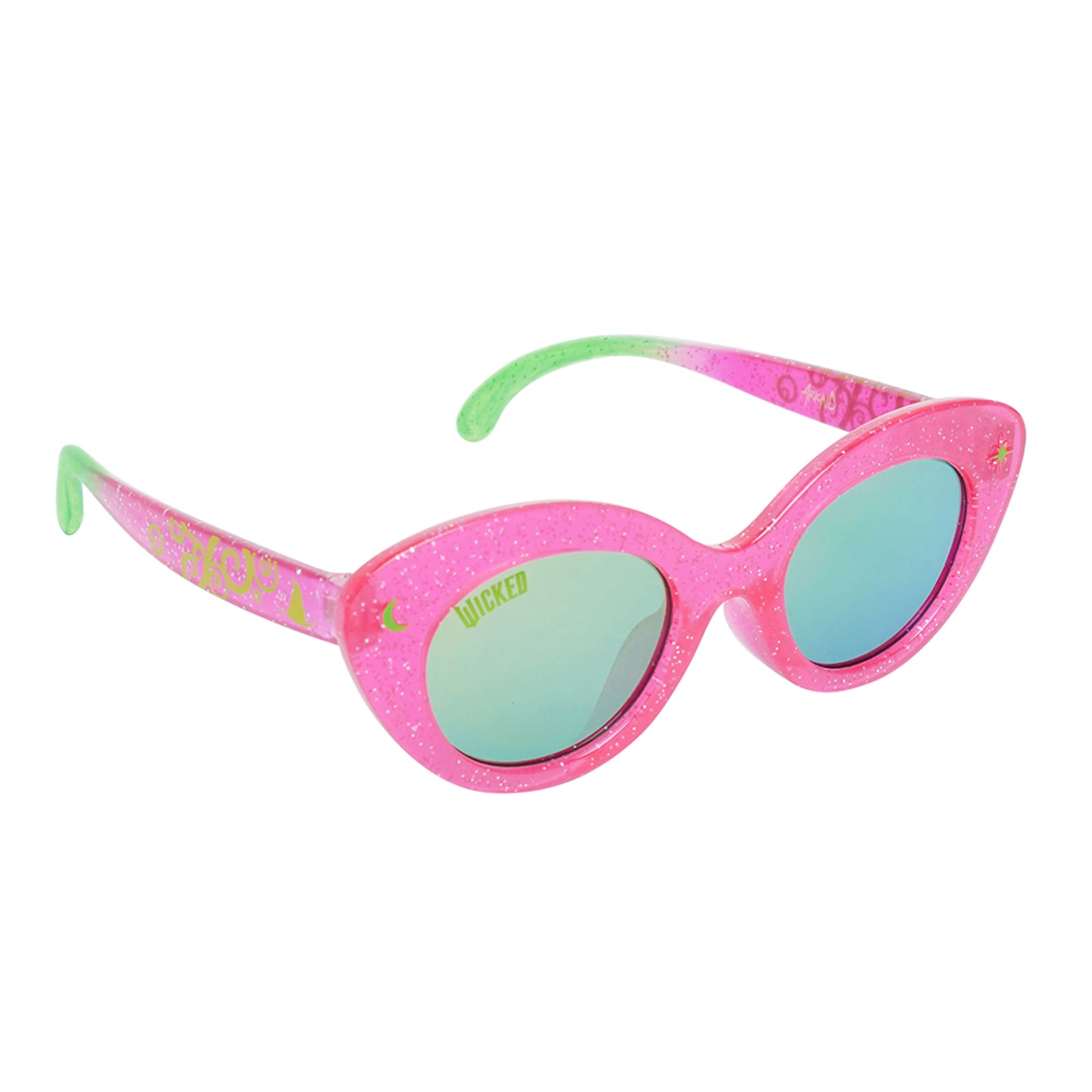 Sun-Staches Kids Arkaid Wicked Pink and Green Glitter Cateye Sunglasses