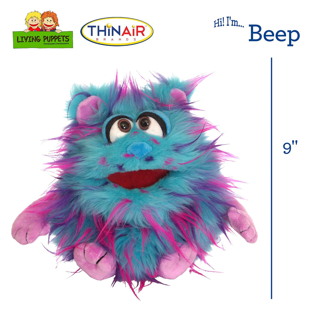 Thin Air Brands Living Puppets Beep 9-Inch Monster Puppet measurements