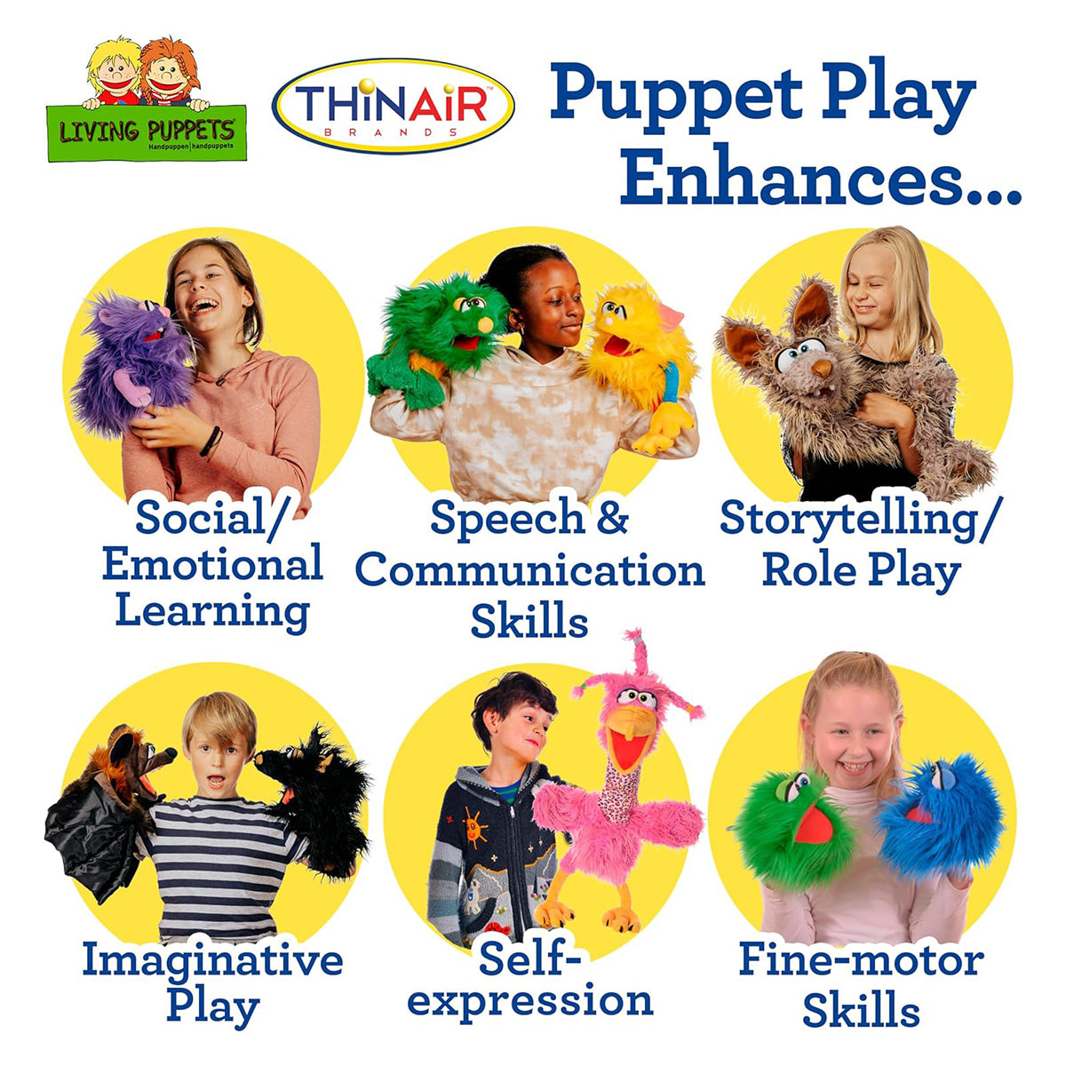 Thin Air Brands Living Puppets Beep 9-Inch Monster Puppet play enhances
