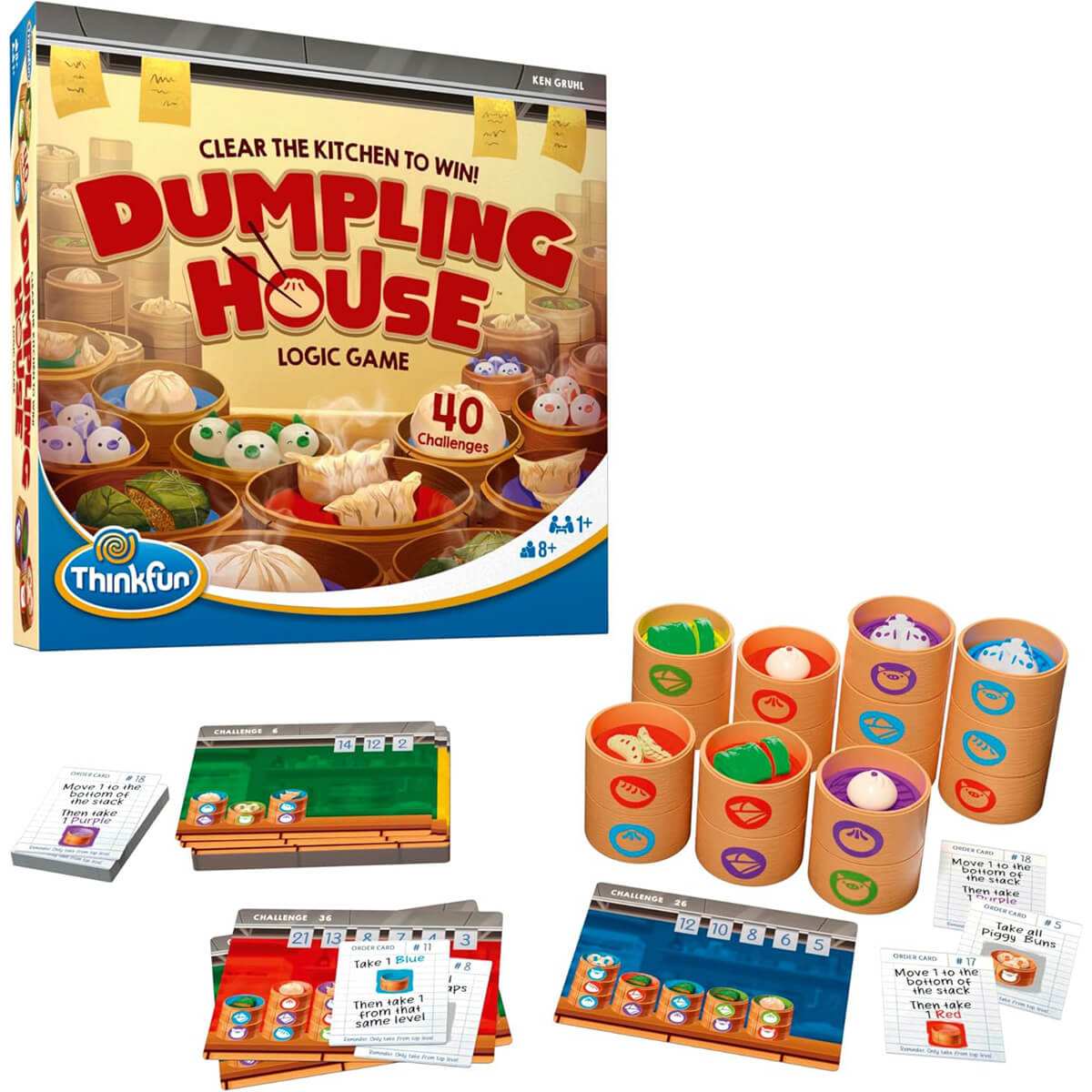 ThinkFun Dumpling House Game box and game pieces