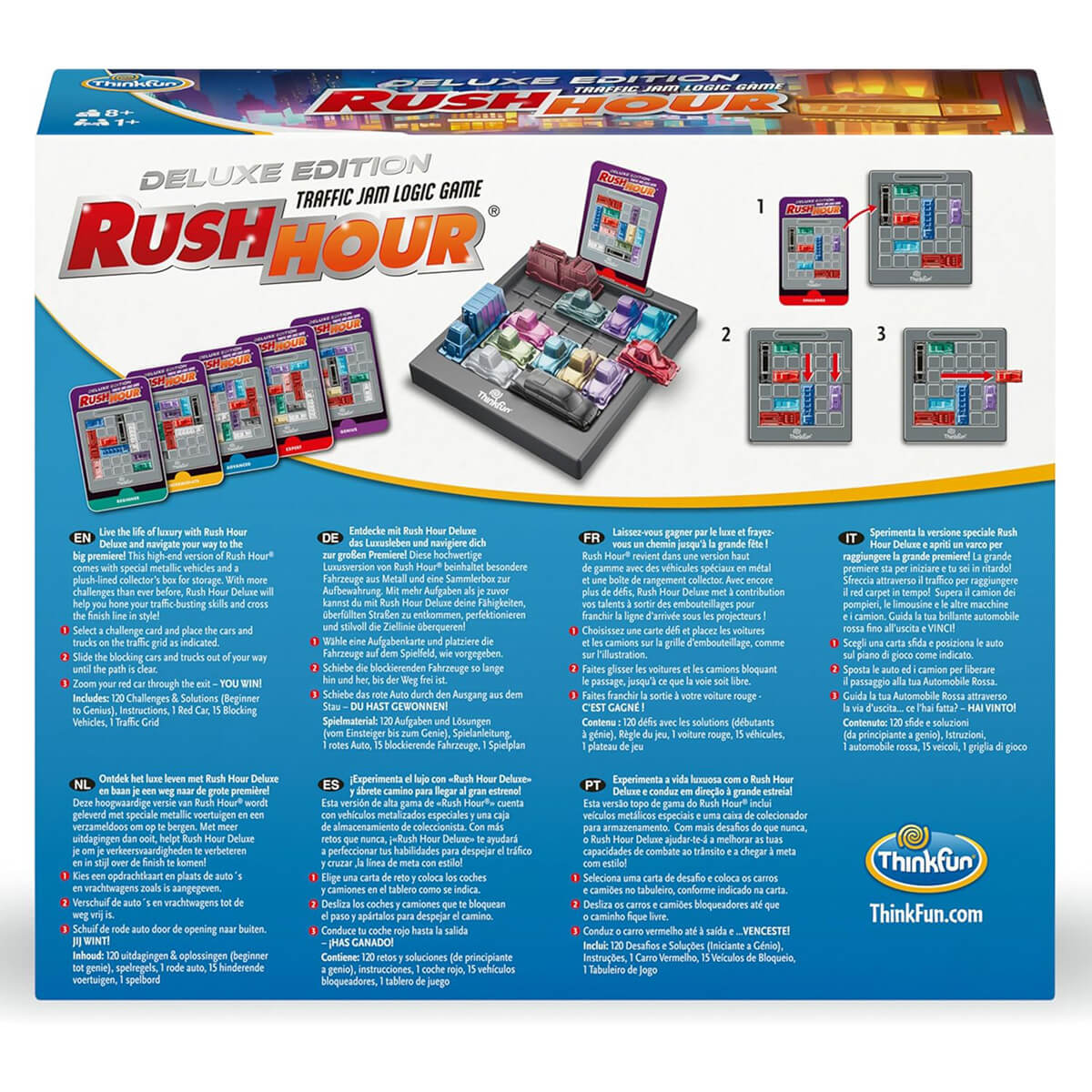 ThinkFun Rush Hour DLX Game back of box