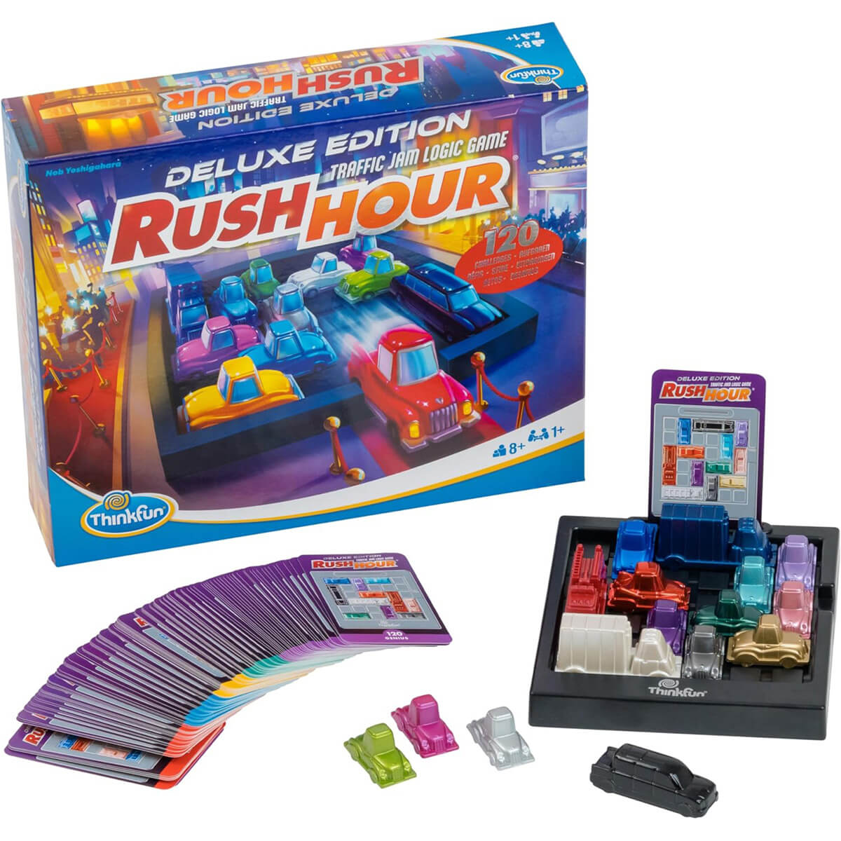 ThinkFun Rush Hour DLX Game box and pieces
