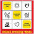 ThinkFun Zingo skills chart with bright yellow blocks highlighting cognitive play, language skills, and visual matching, shown with playful icons for kids' early learning.