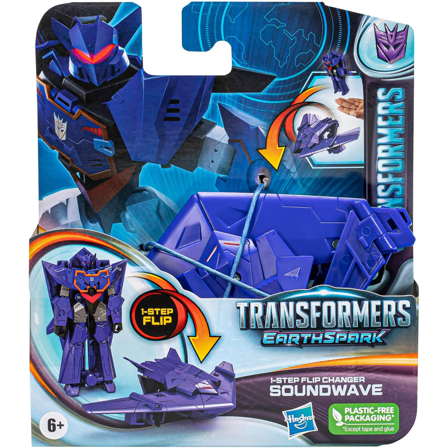 Transformers EarthSpark 1-Step Flip Changer Soundwave 4-Inch Action Figure
