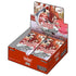 Union Arena TCG Rurouni Kenshin Booster Box featuring Kenshin Himura wielding his reverse-blade sword in a dynamic pose with red maple leaves and pink river background, containing multiple trading card packs.