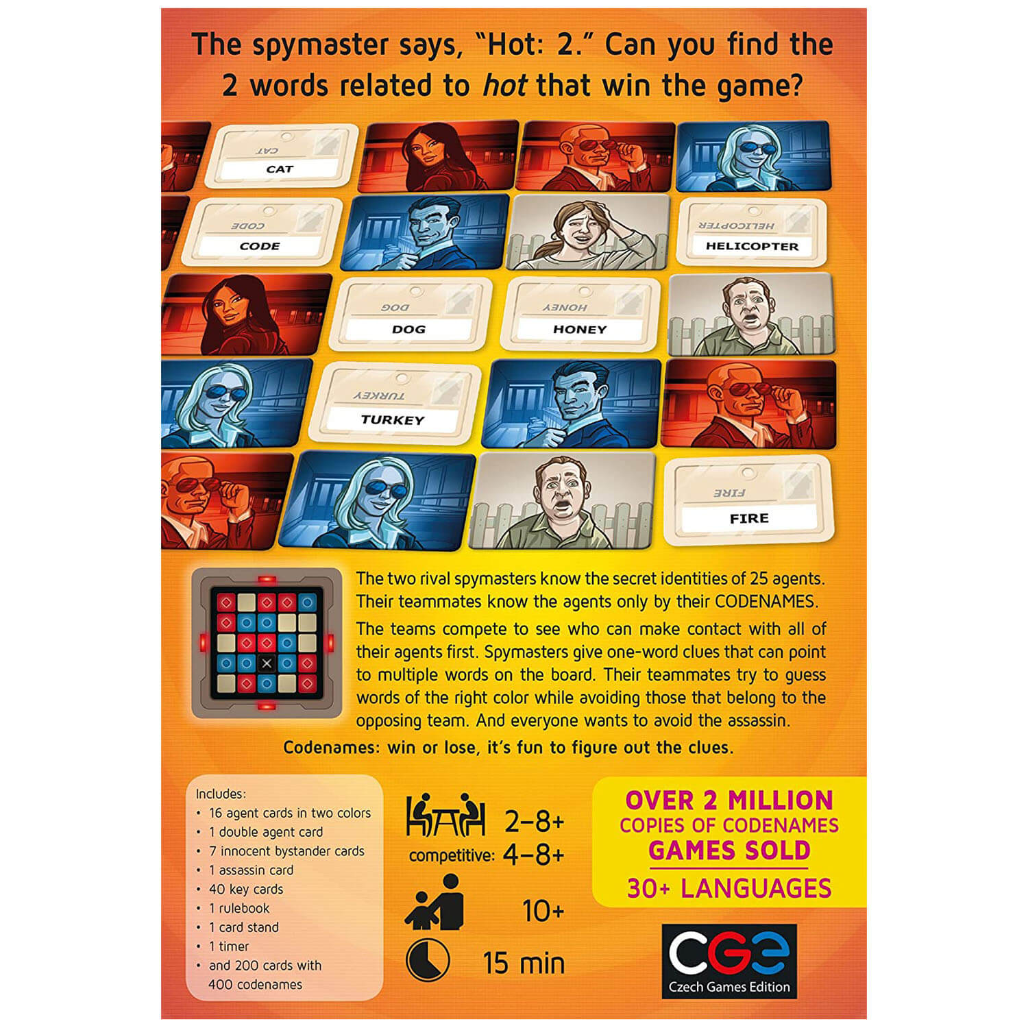 Back view of the board games packaging.