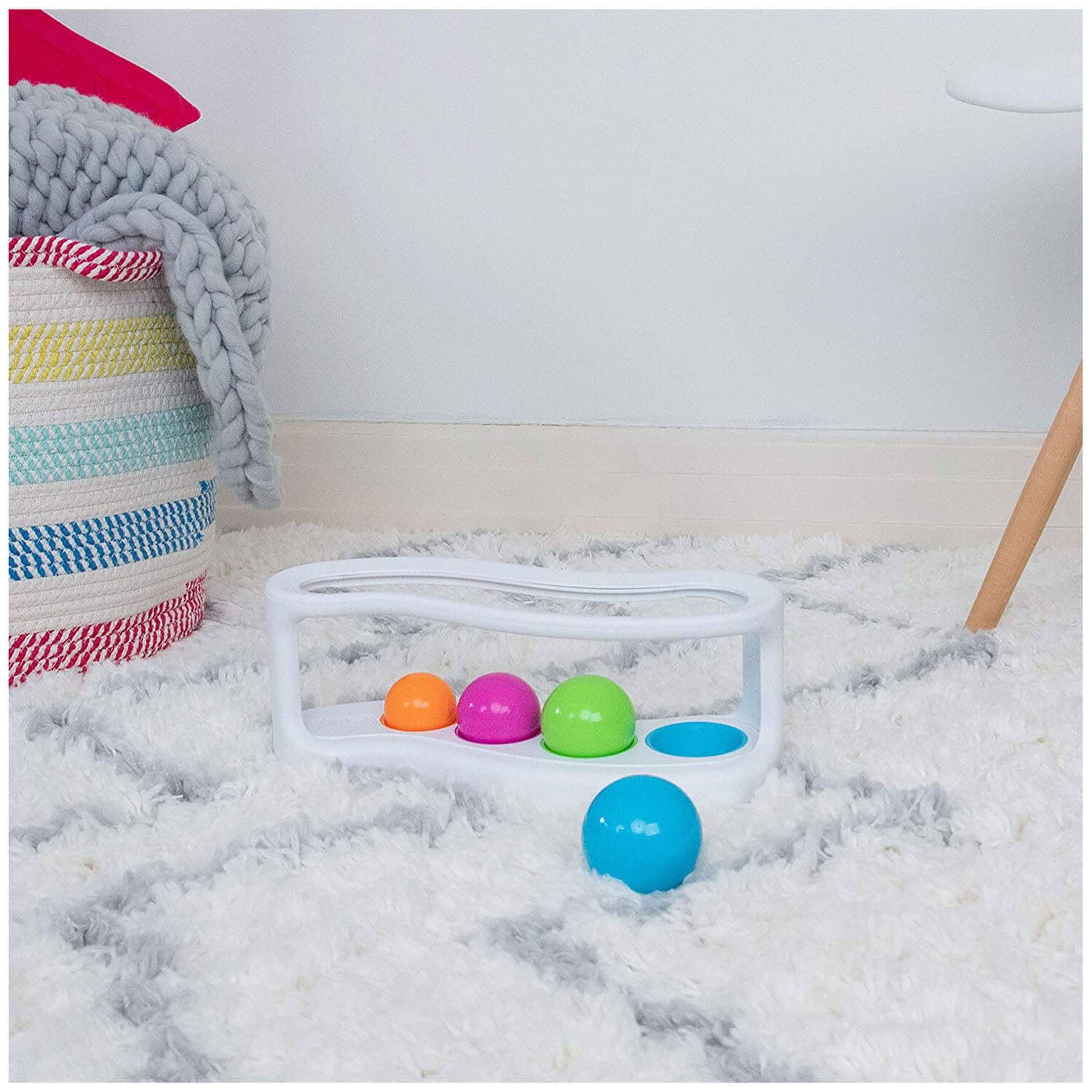 Front view of the Fat Brain Toys RollAgain Sorter.