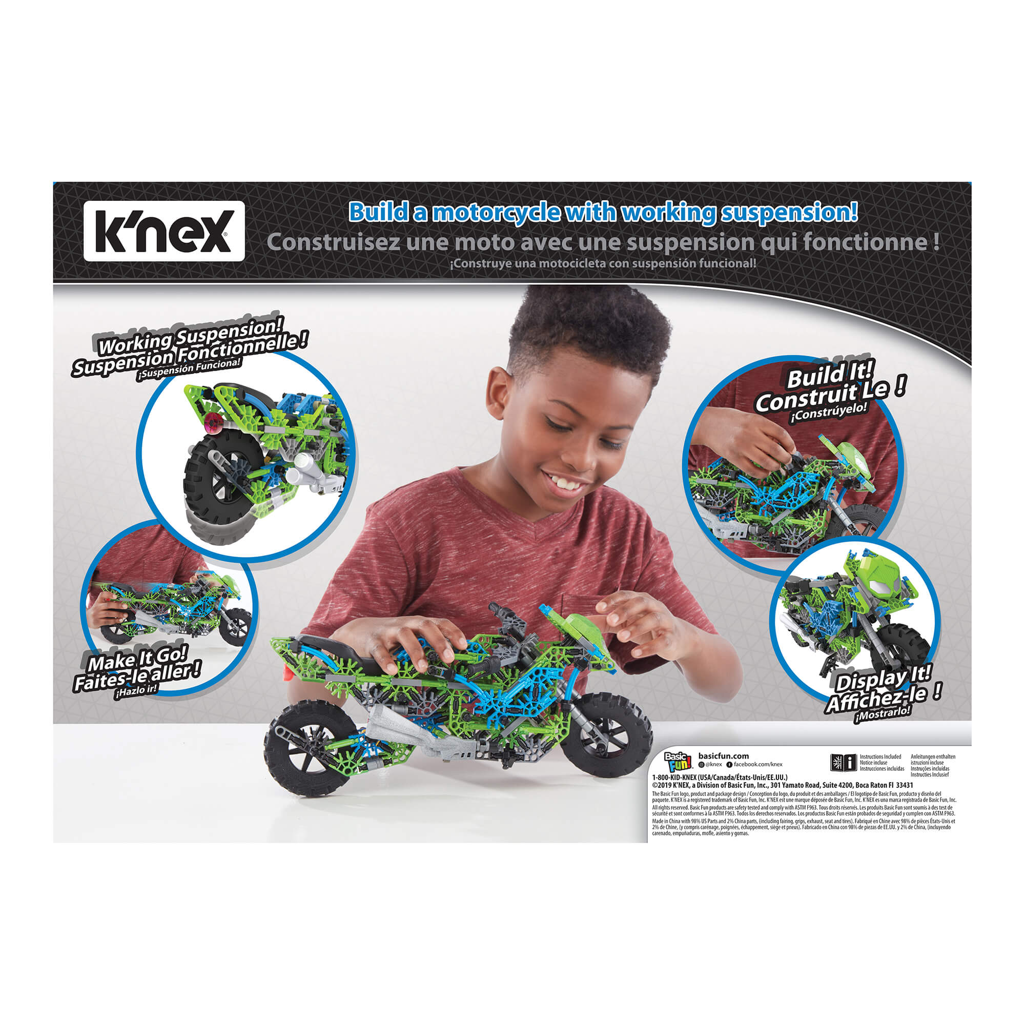 Back view of the K'nex Mega Motorcycle Building Set package.