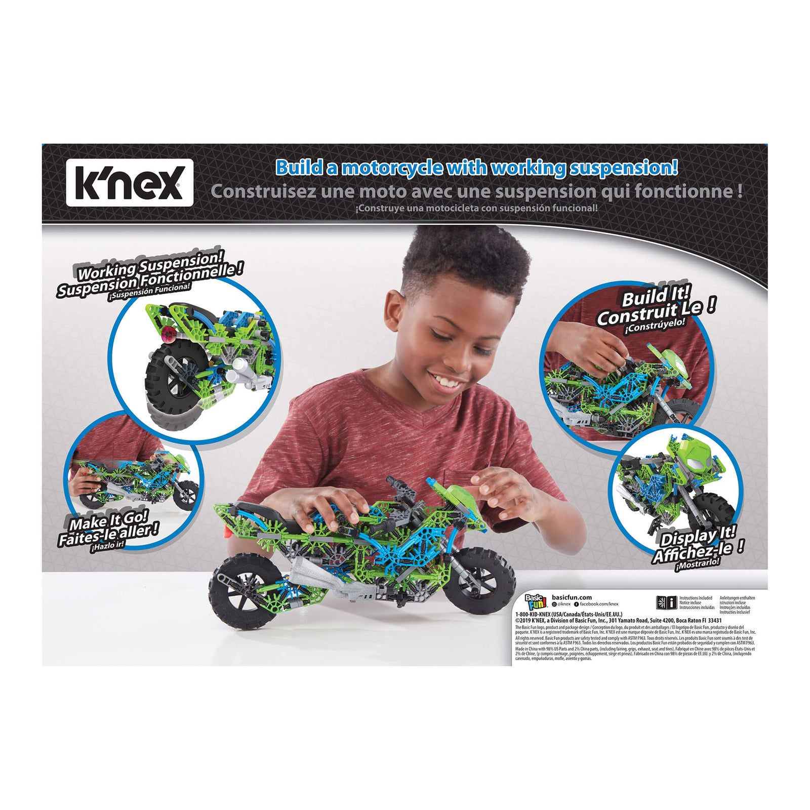 Back view of the K'nex Mega Motorcycle Building Set package.