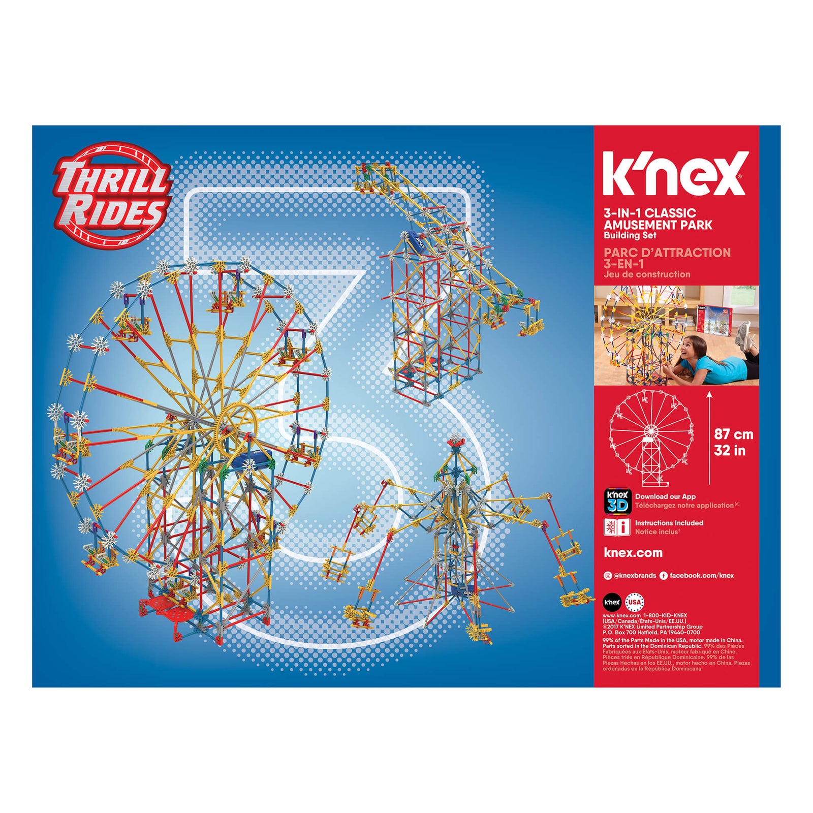 K'NEX Thrill Rides 3-in-1 Classic Amusement Park Building Set
