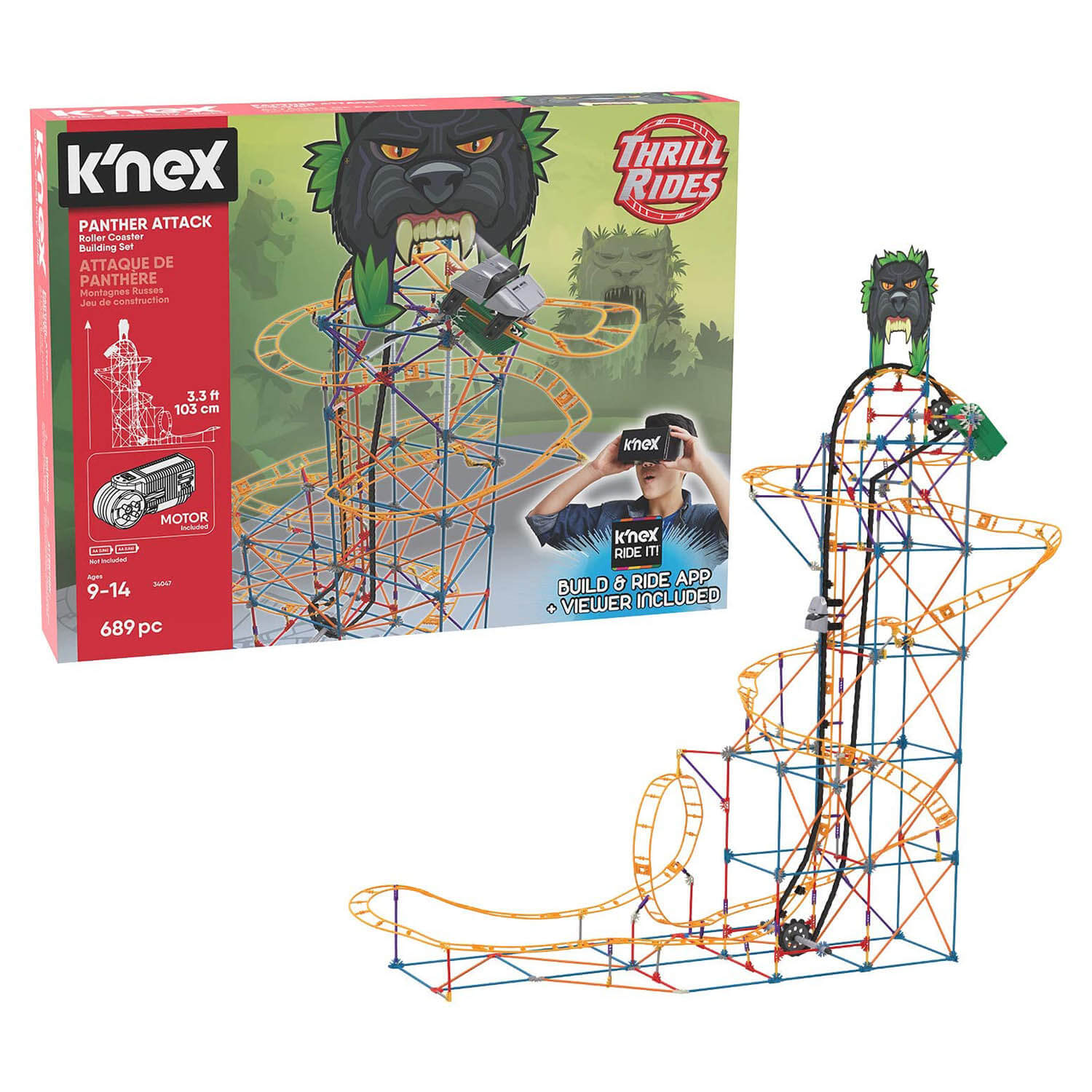 K'Nex Thrill Rides Panther Attack Roller Coaster Building Set