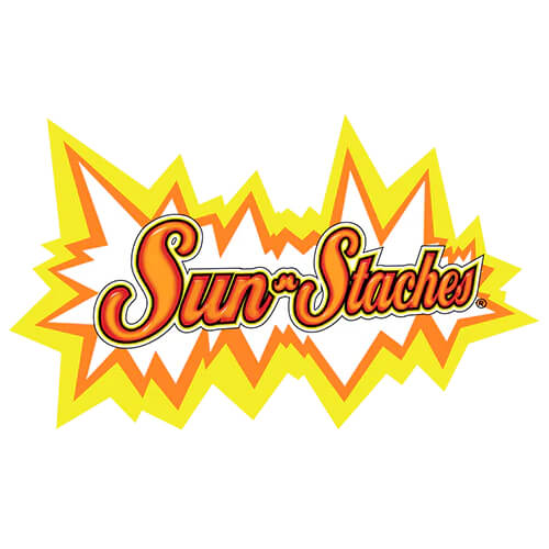 Sun-Staches logo in yellow and orange.