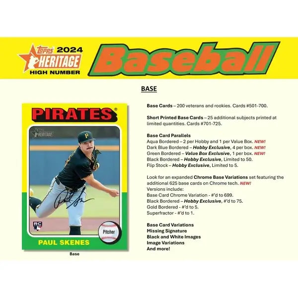 2024 Topps Heritage High Number Baseball Blaster Box (8 Packs)