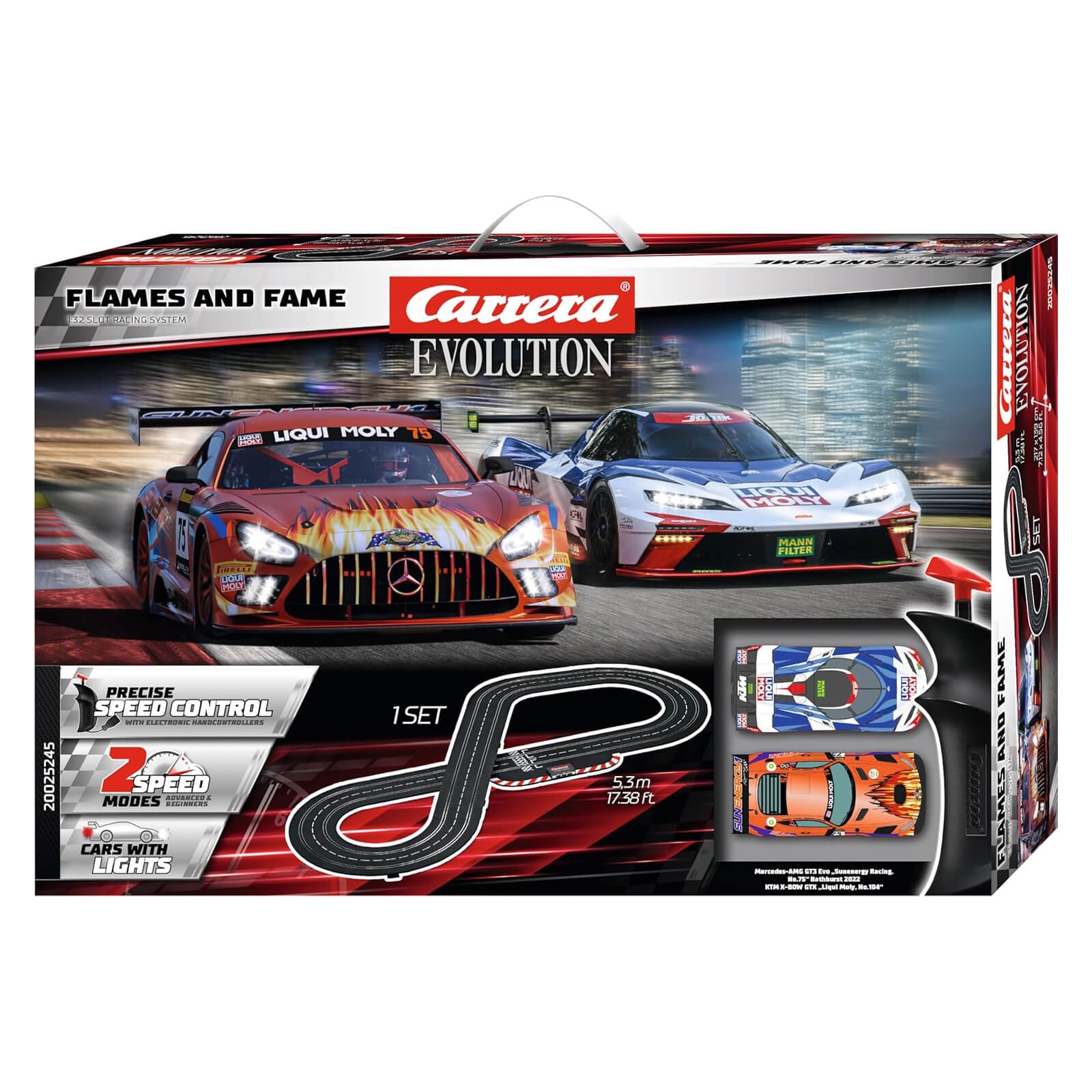 Carrera Evolution Flames and Fame Slot Car Set front of the box