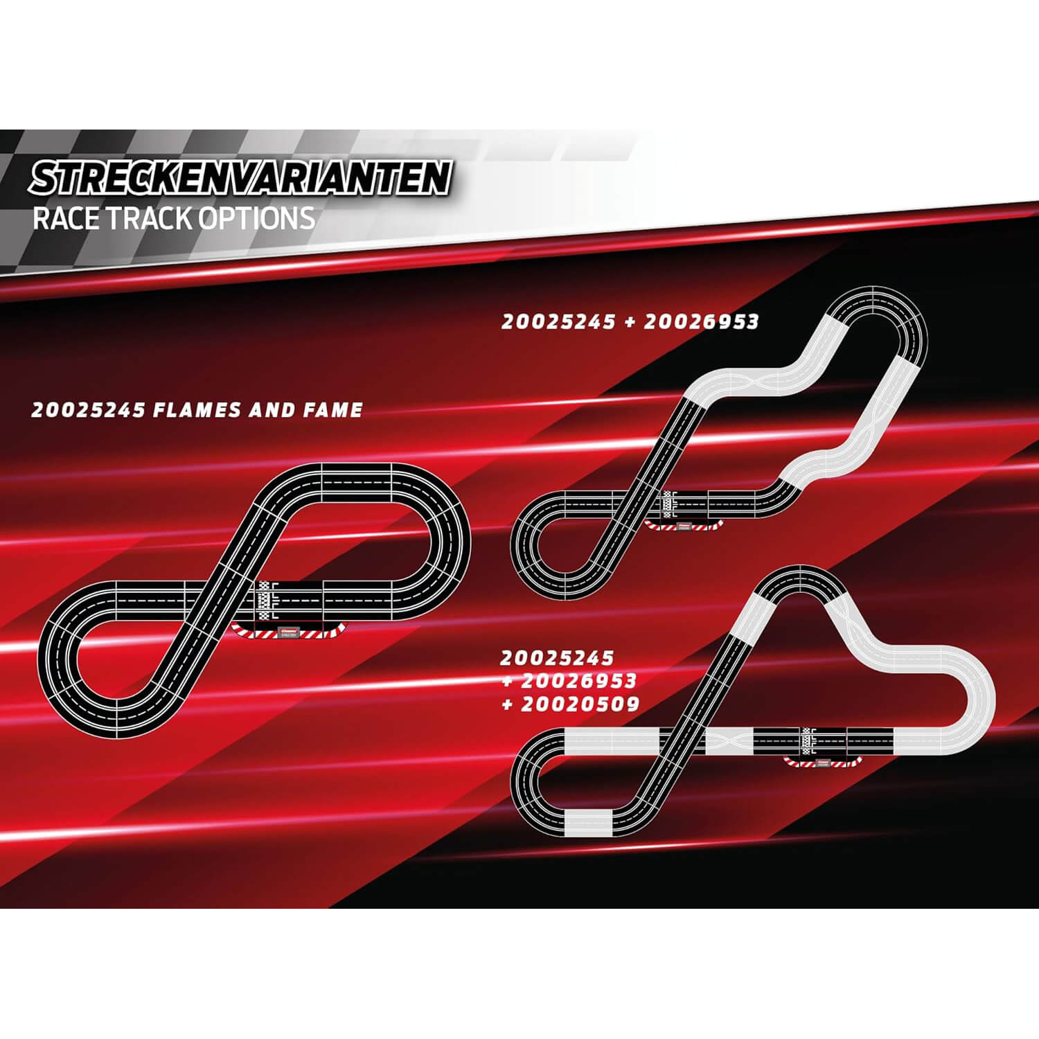 Carrera Evolution Flames and Fame Slot Car Set race track options