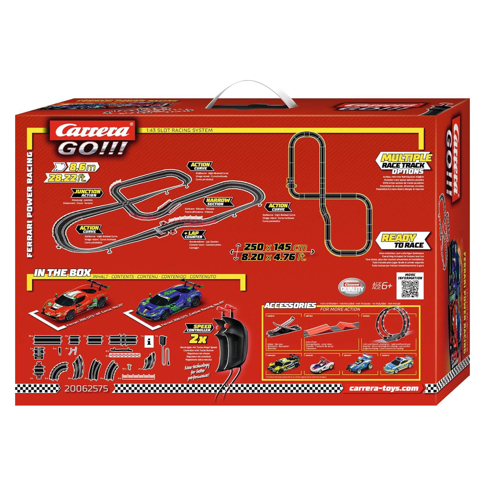 Carrera GO!!! Ferrari Power Racing Slot Car Set back of box