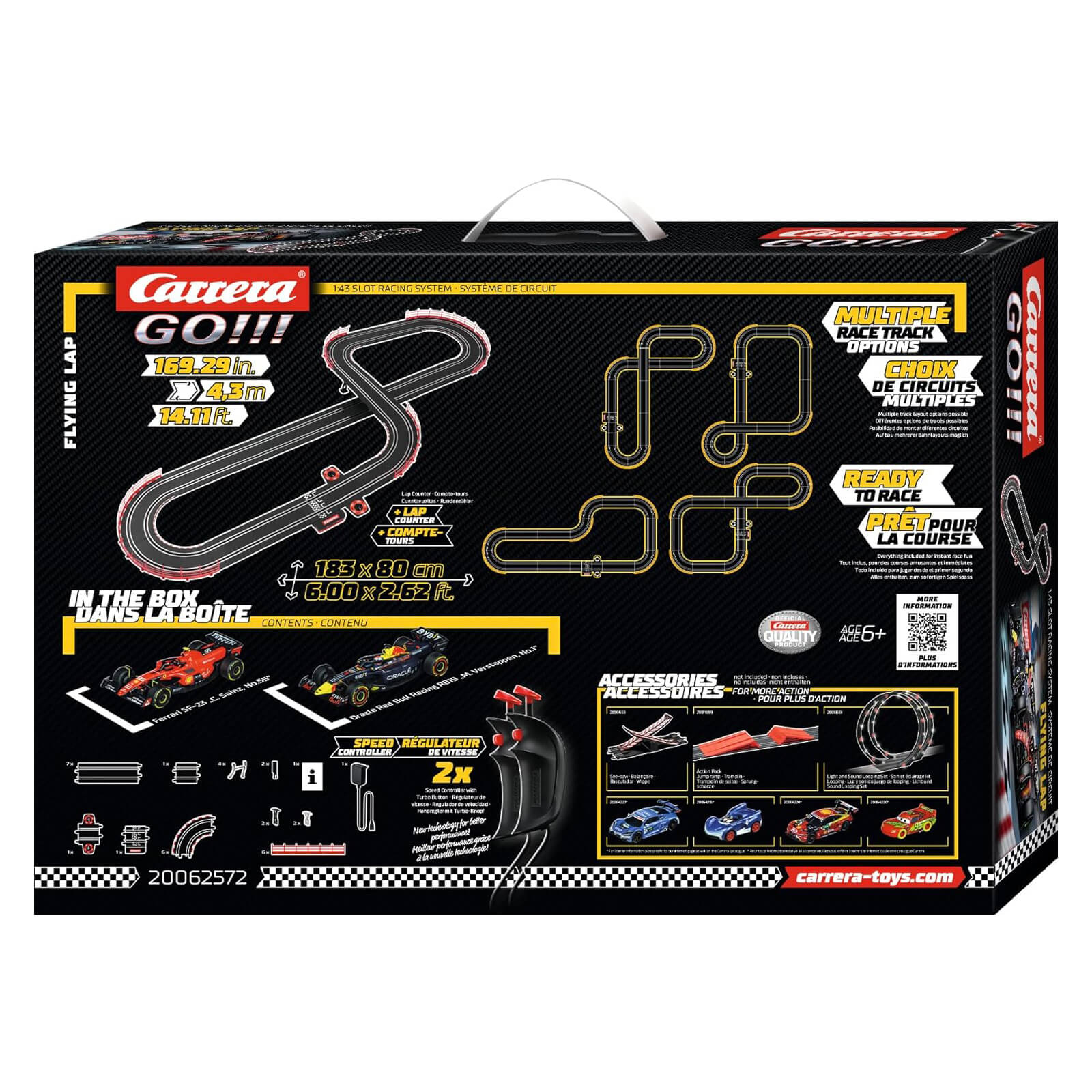 Carrera GO!!! Flyiing Lap Slot Car Set back of box