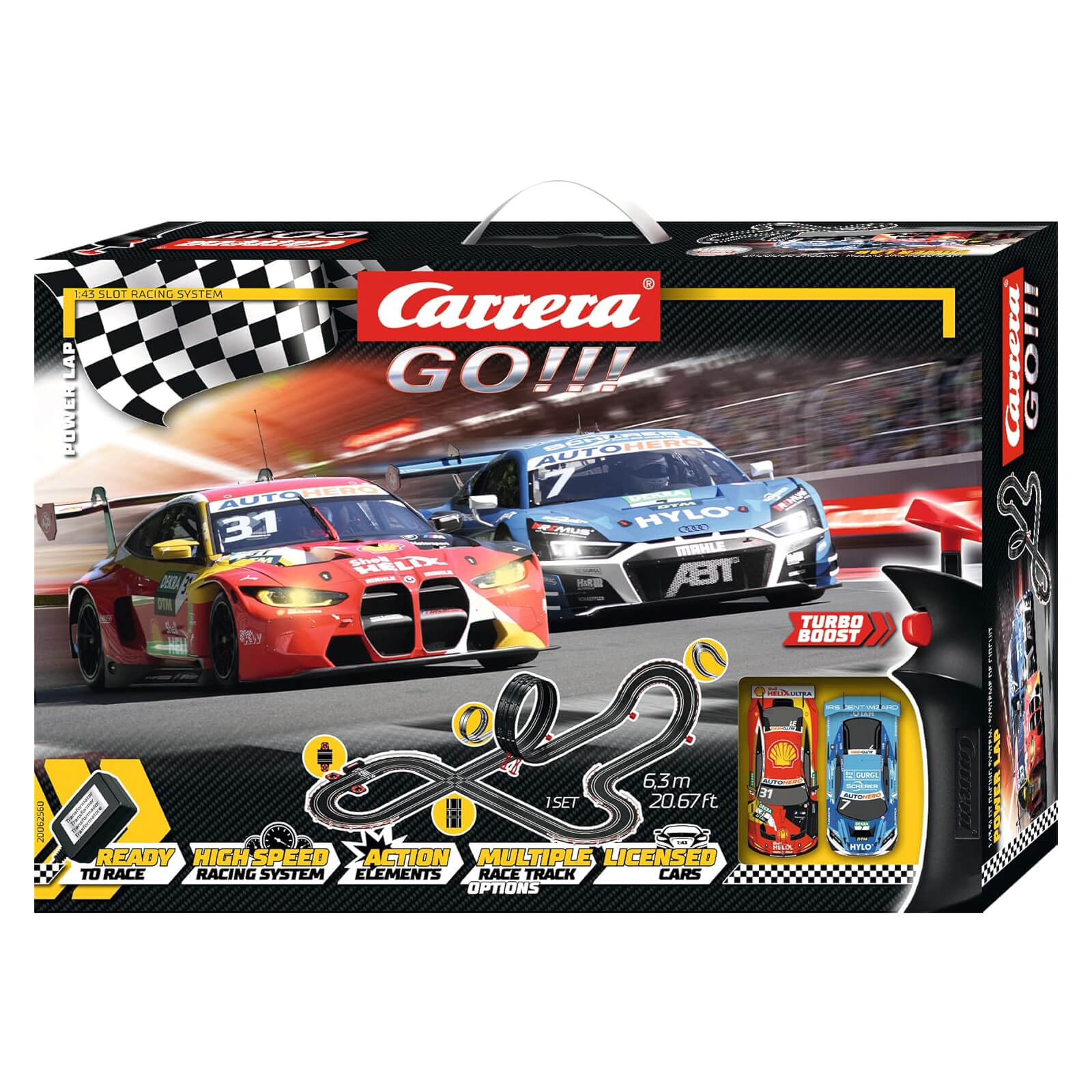 Carrera GO!!! Power Lap Slot Car Set front of box