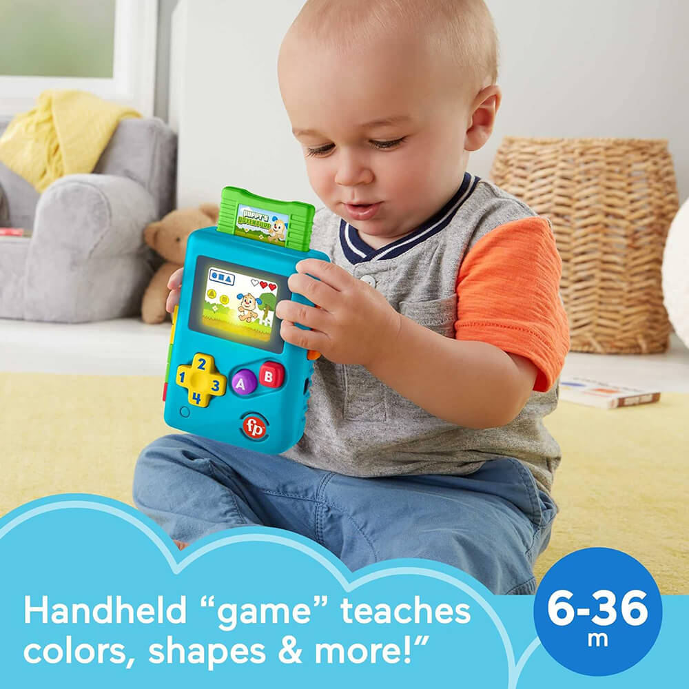 Fisher-Price Laugh & Learn Lil’ Gamer Pretend Video Game teaches colors, shapes and more