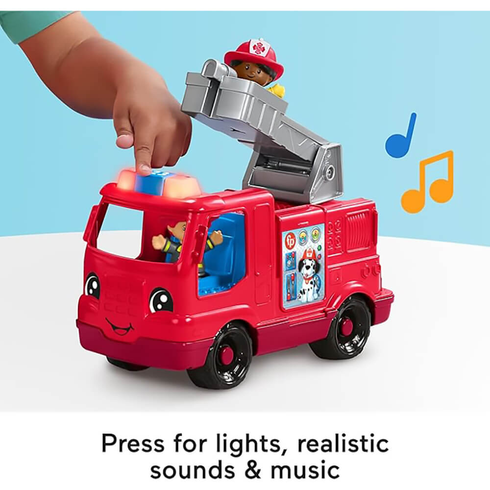 Fisher-Price Little People Fire Truck Musical Toddler Toy With Lights Sounds press for lights, sounds and music