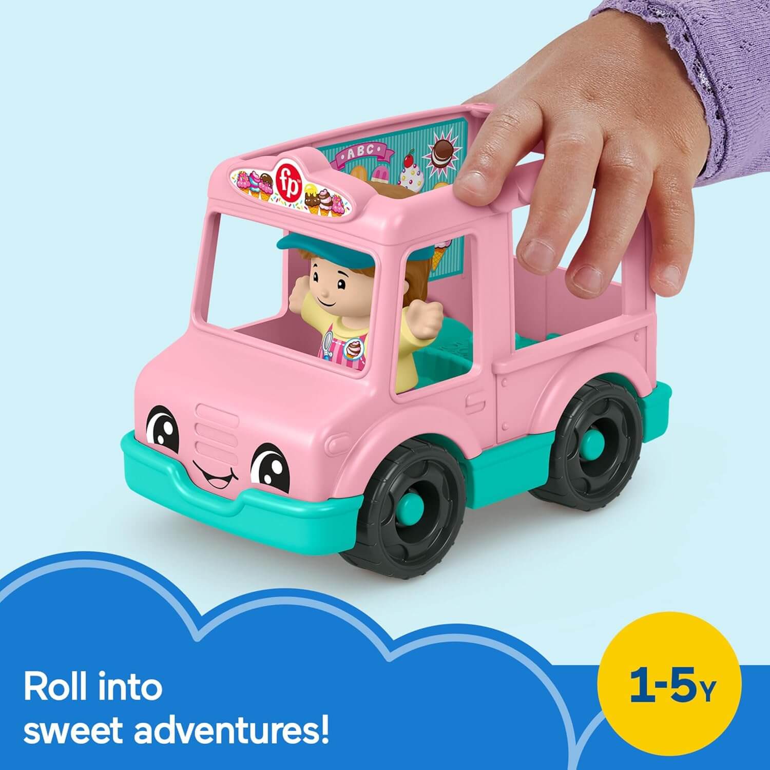 Fisher-Price Little People Ice Cream Truck Push-Along Vehicle roll into sweet adventures