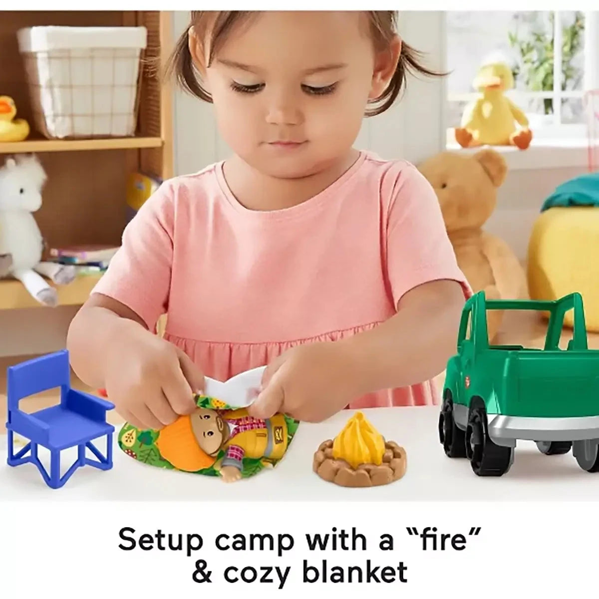 Fisher-Price Little People Time to Camp Set fire and cozy blanket
