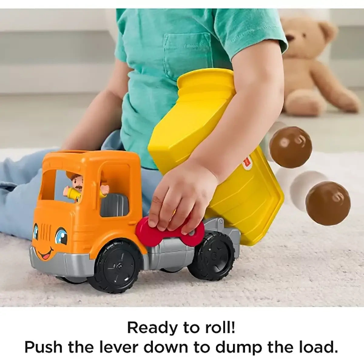 Fisher-Price Little People Work Together Dump Truck push lever to dump the load