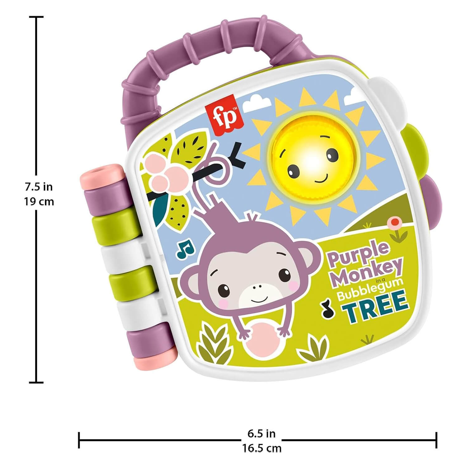 Fisher-Price Purple Monkey Musical Storybook Toy For Baby & Toddler With Lights & Sounds measurements