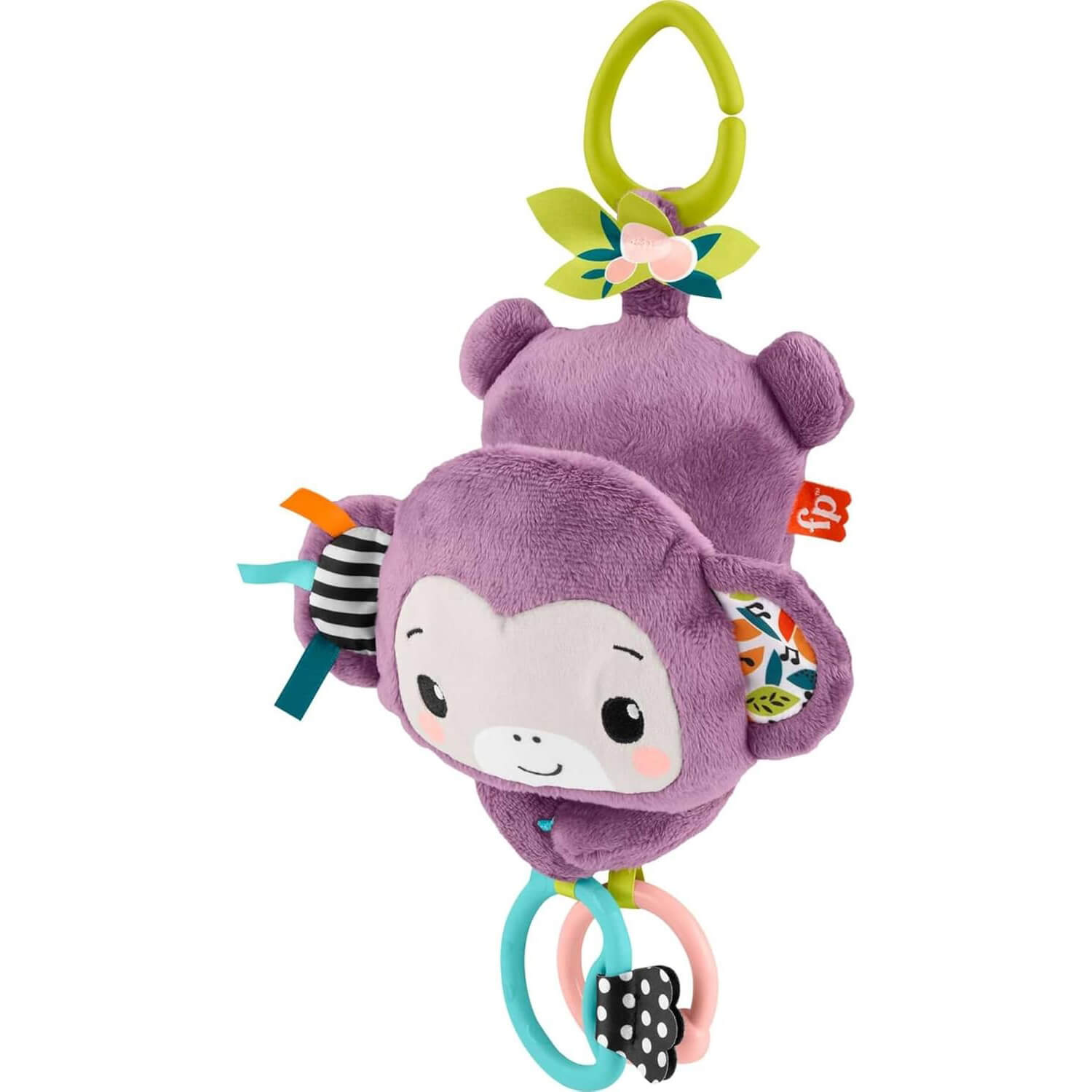 Fisher-Price Sing & Go Purple Monkey Plush Baby Stroller Sensory Toy