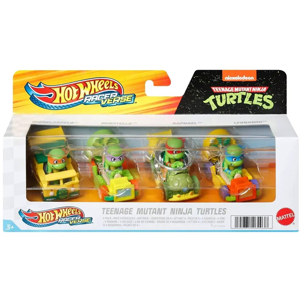 Hot Wheels RacerVerse Teenage Mutant Ninja Turtles 4-Pack Diecast Vehicles packaging