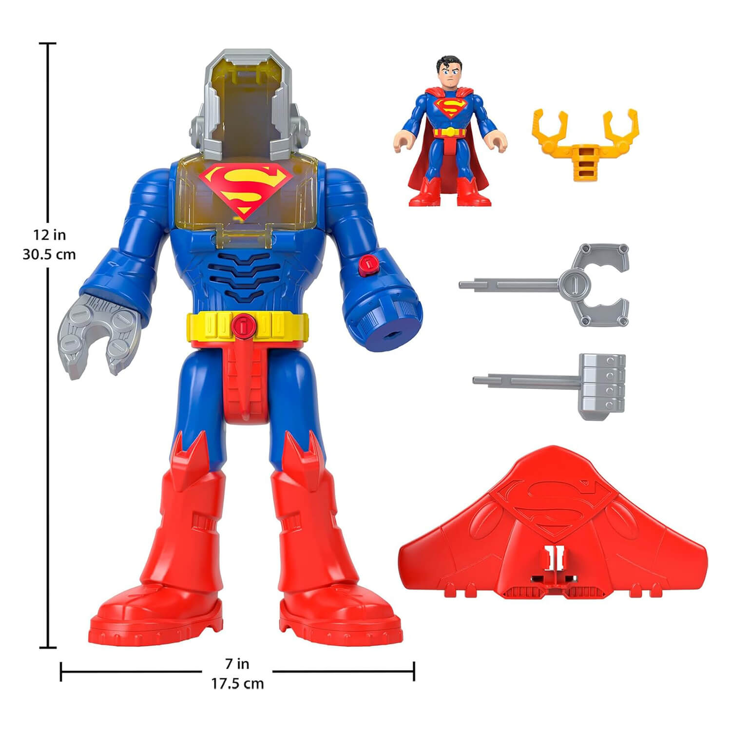 Imaginext DC Super Friends Superman Insider & Exo Suit Robot measurements
