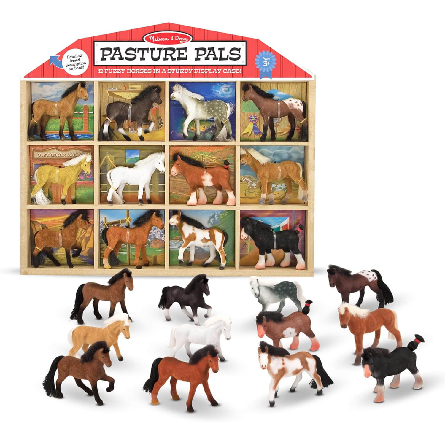 Melissa and Doug Pasture Pals Collectable Horses Set packaging and horses