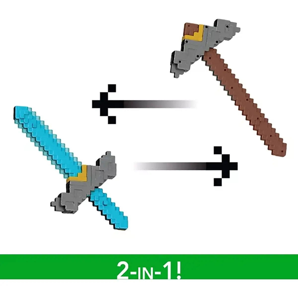 Minecraft Click and Switch Sword and Pickaxe Role-Play 2-In-1 Toy two swords in one
