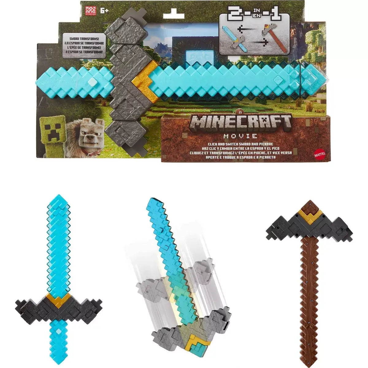Minecraft Click and Switch Sword and Pickaxe Role-Play 2-In-1 Toy