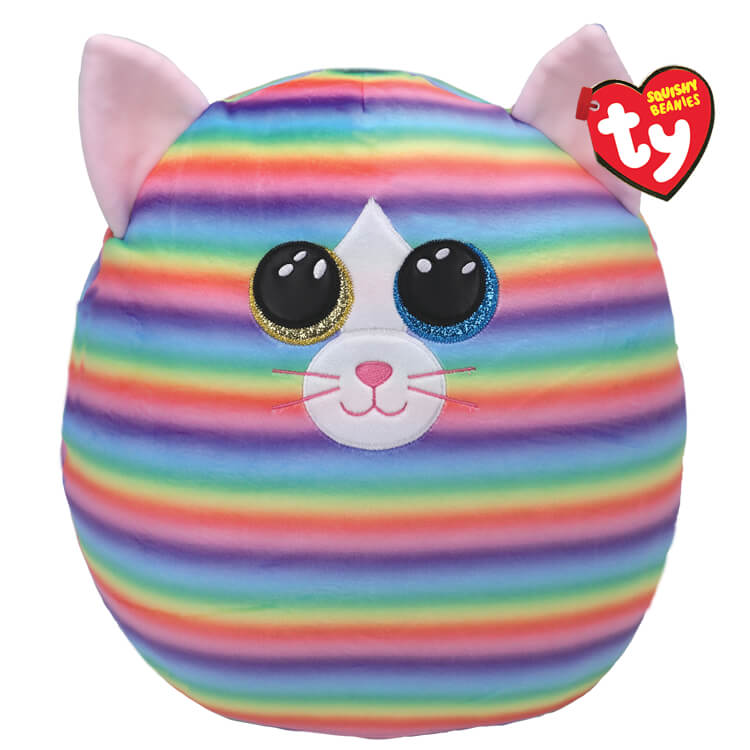 Ty Beanie Squishies Heather the Rainbow Cat 14-Inch Plush