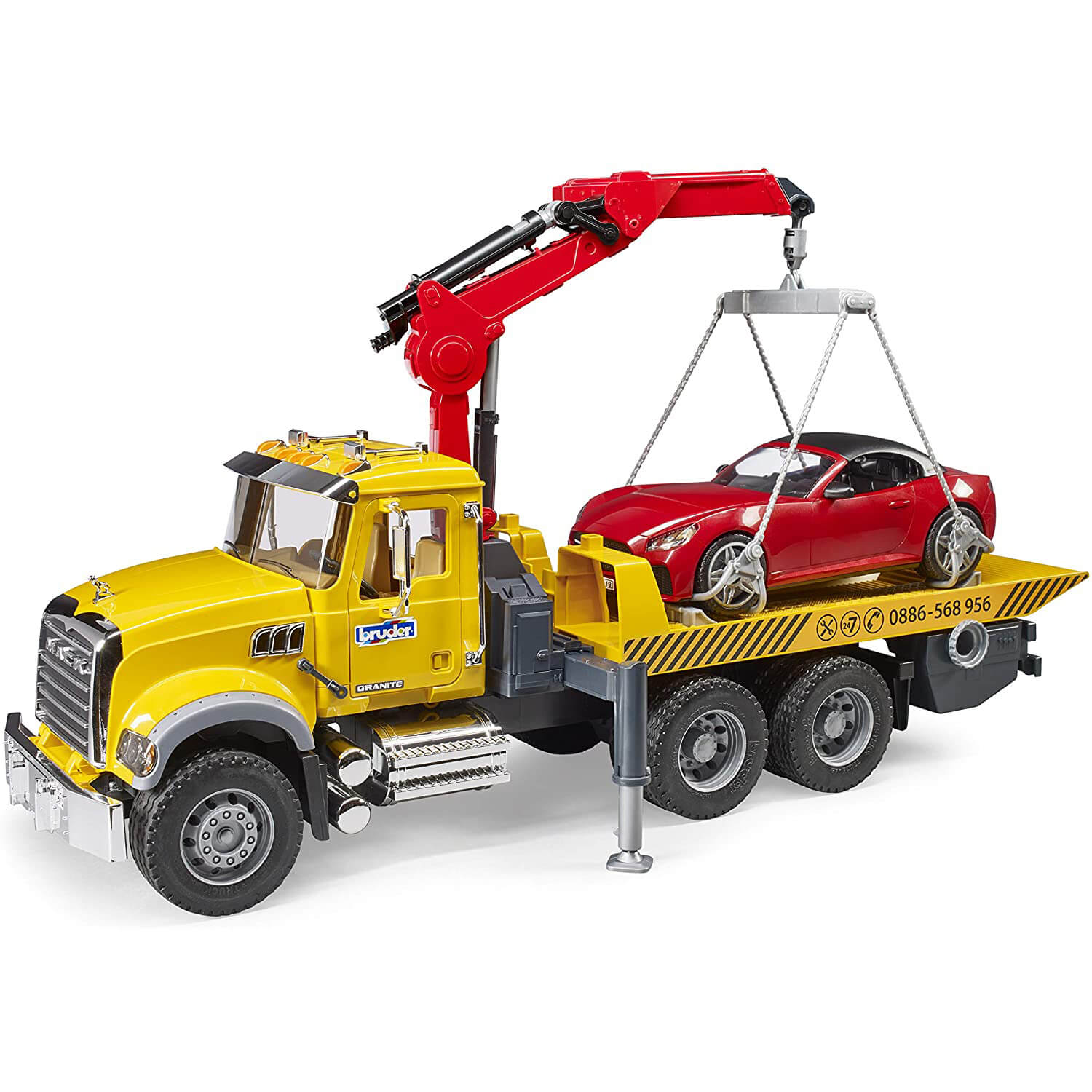 Bruder Pro Series MACK Granite Tow Truck with Bruder Roadster