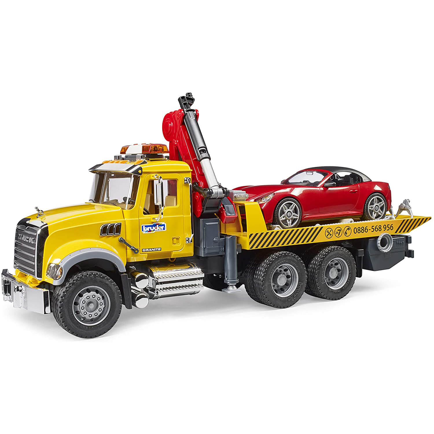 Bruder Pro Series MACK Granite Tow Truck with Bruder Roadster