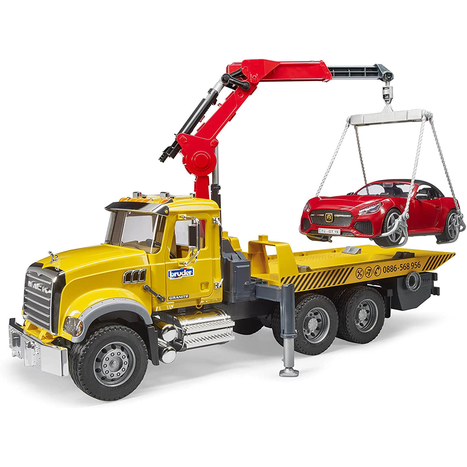 Bruder Pro Series MACK Granite Tow Truck with Bruder Roadster