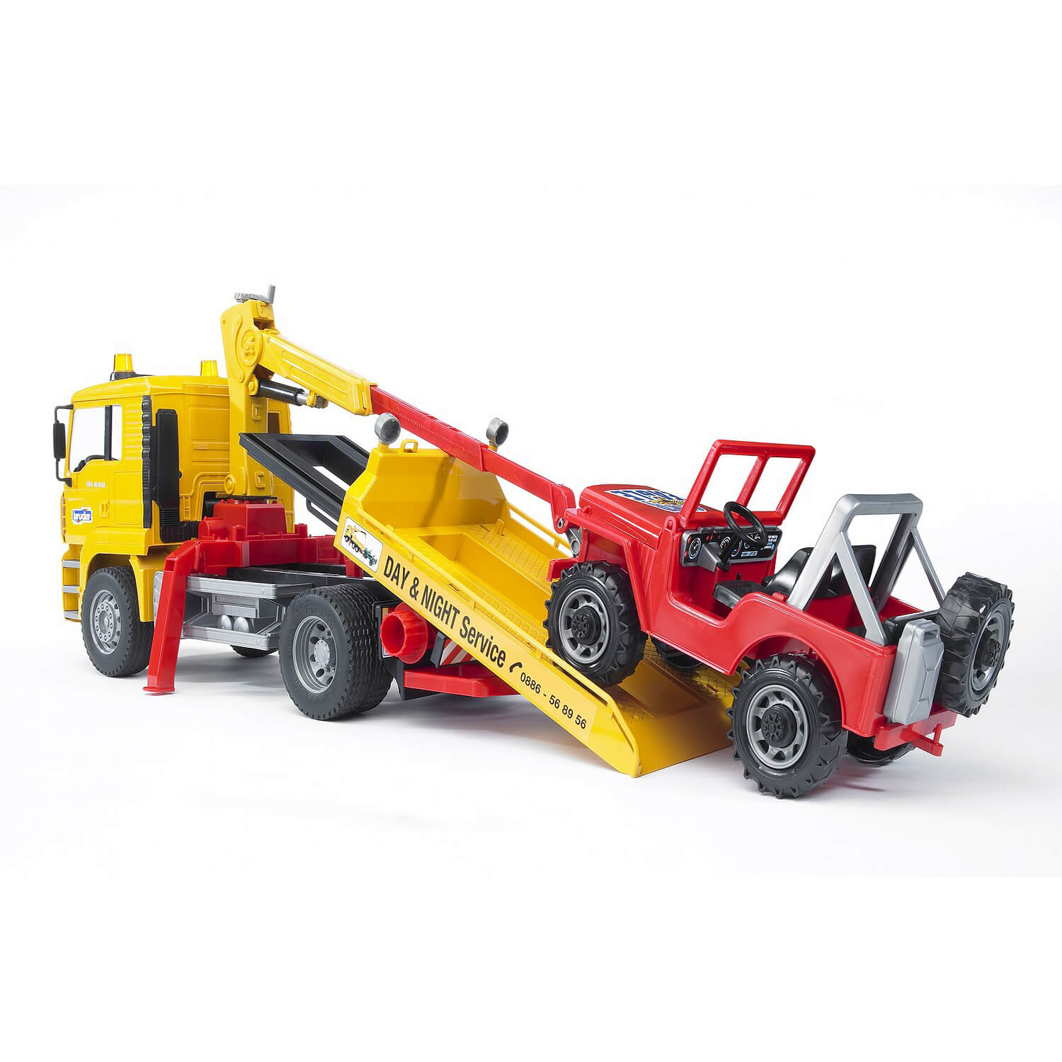 Bruder Pro Series MAN TGA Tow Truck with Cross Country Vehicle
