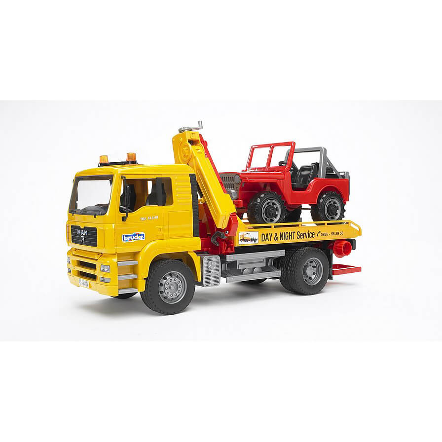 Bruder Pro Series MAN TGA Tow Truck with Cross Country Vehicle