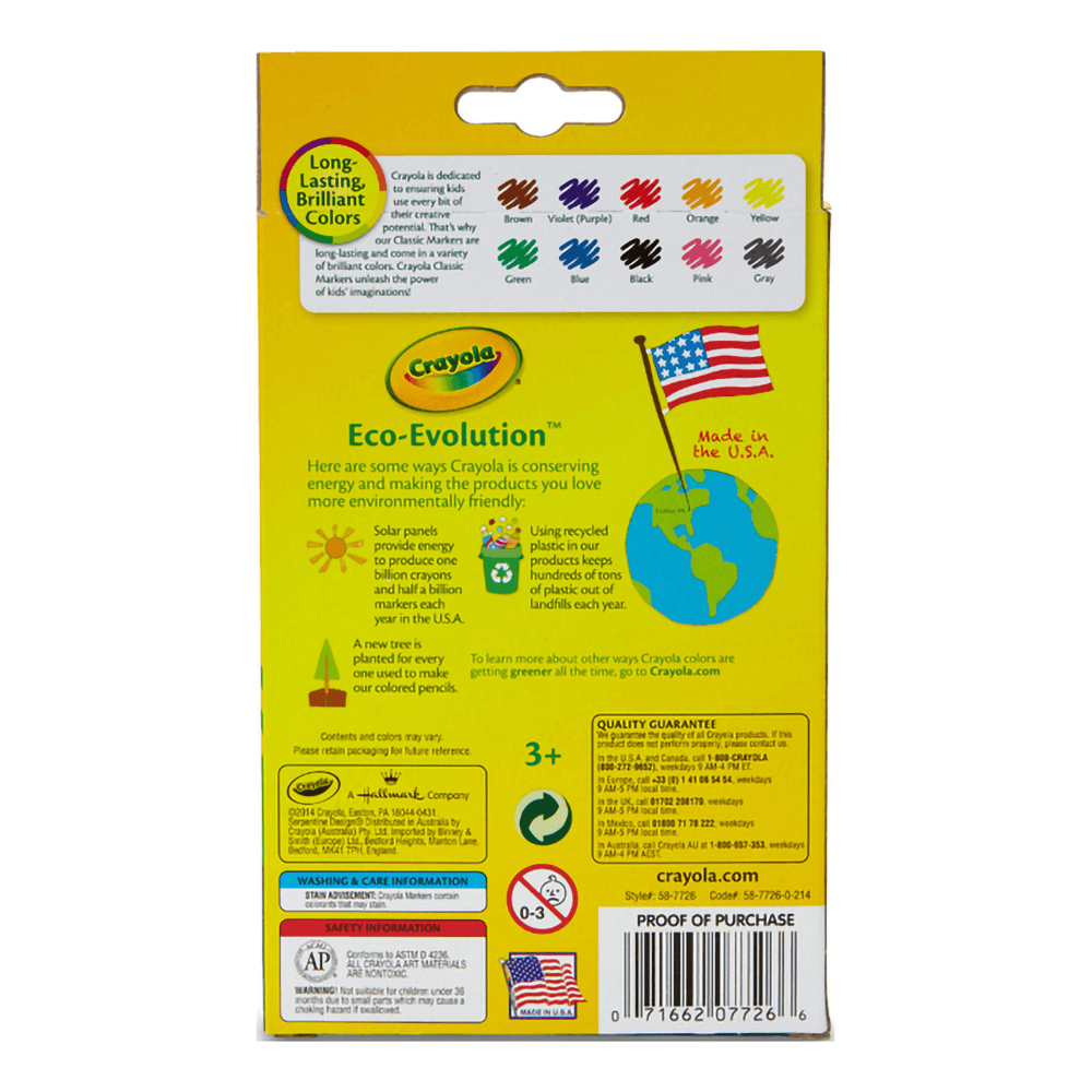 Crayola 10ct Kids Fine Line Markers Classic Colors