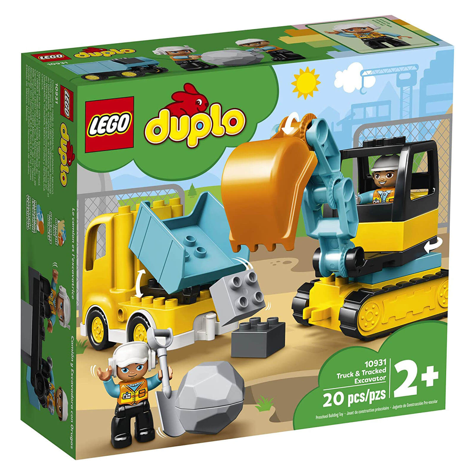 LEGO DUPLO Town Truck & Tracked Excavator 20 Piece Building Set