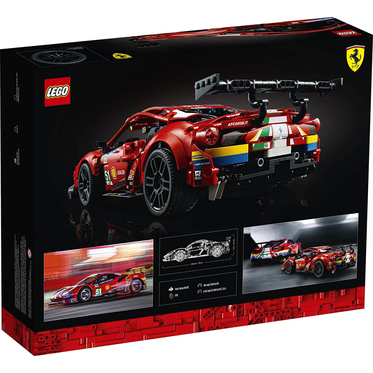 LEGO Technic Ferrari 488 GTE “AF Corse #51” 1677 Pc Set (42125)