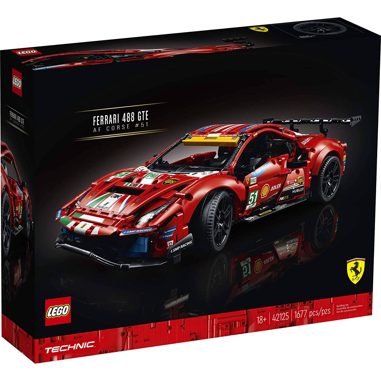 LEGO Technic Ferrari 488 GTE “AF Corse #51” 1677 Pc Set (42125)