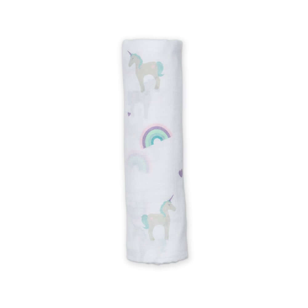Lulujo Cotton Swaddle Rainbows & Unicorns